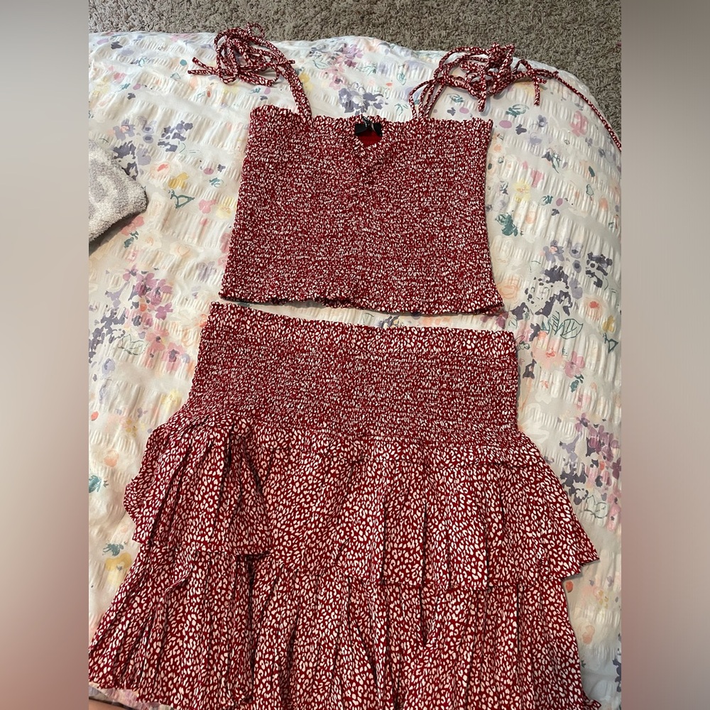 Reset by Jane Amore Red & White skirt Set